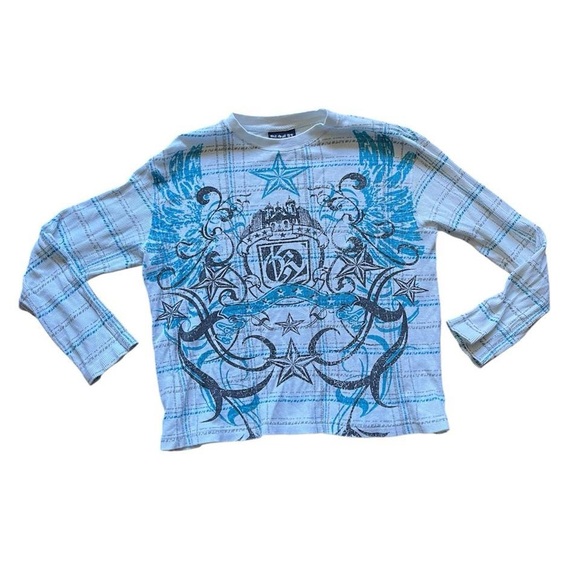 holy moly >.< | Y2K cyber2k alt white ribbed graphic lonsleebe - Picture 1 of 2